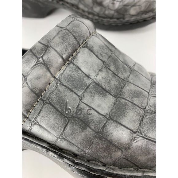 BOC Womens Peggy Clogs Shoes Gray Croc Emboss C45728 Slip On 9 M 2952 - Picture 2 of 11